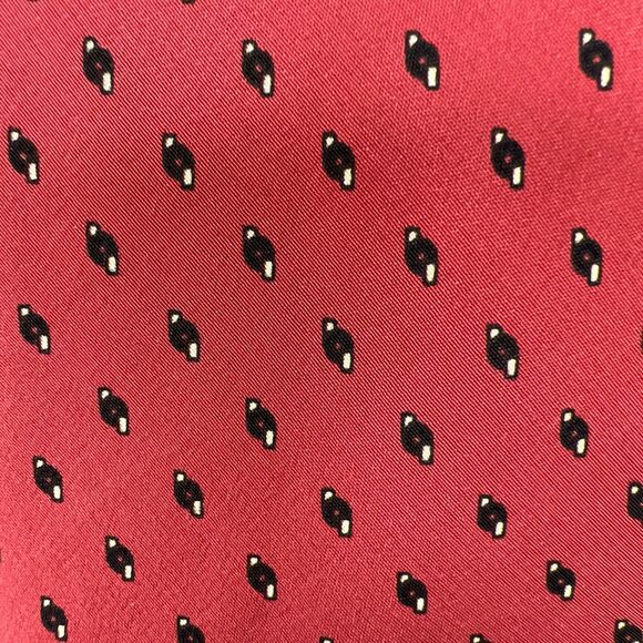 Yves Saint Laurent YSL Red Silk Tie Designer Geometric Luxury Skinny - Picture 4 of 6
